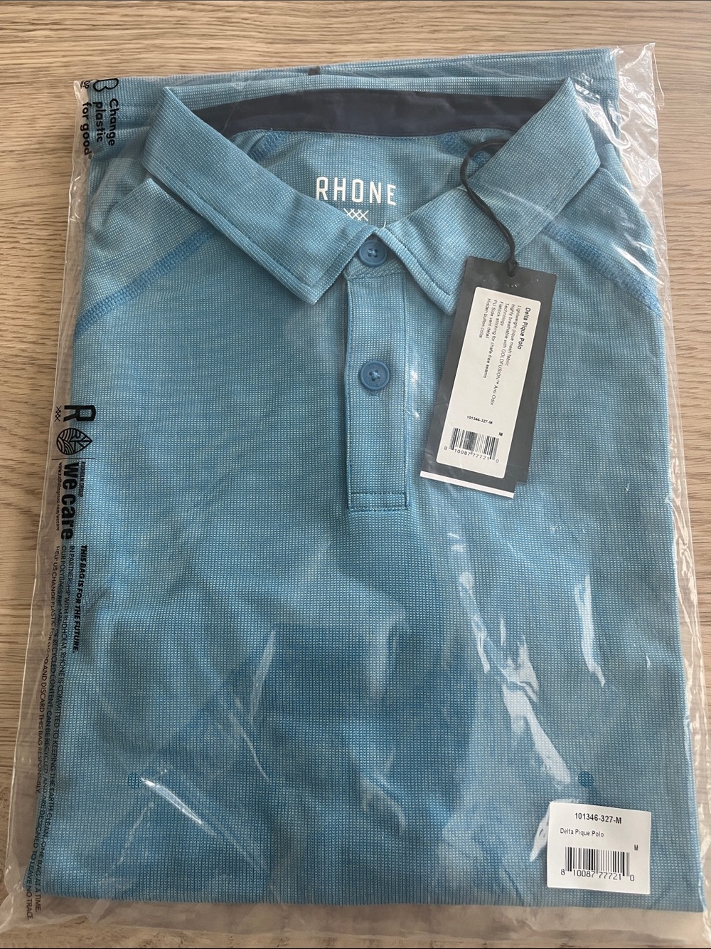 RHONE Men's Teal Blue Polo Shirt